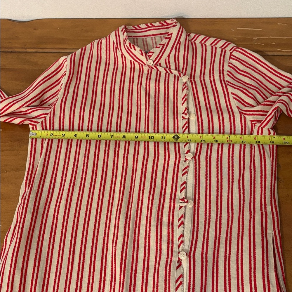 Raquel Allegra Red and Cream Duster Dress Size 2 - Picture 6 of 15